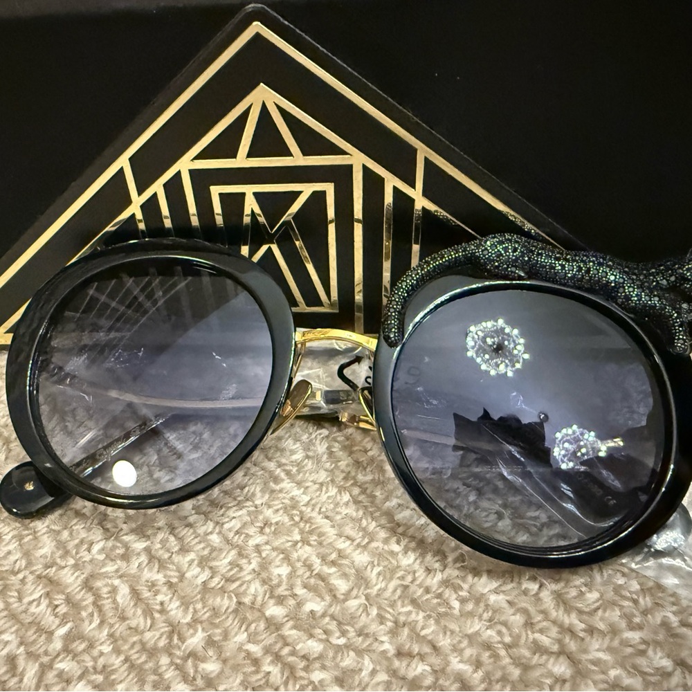 ANNA-KARIN KARLSSON Rose et la Roue Crystal “SO BLACK “ sunglasses limited $1715